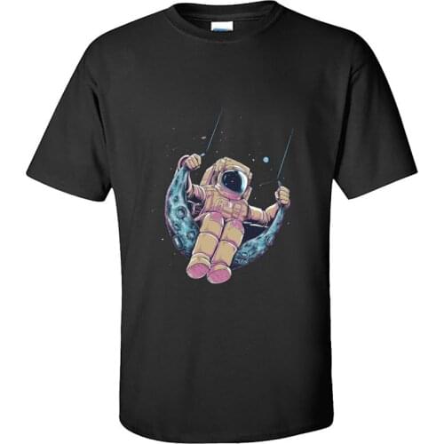 Astronaut sway on the Moon Black New Tops T Shirt Autumn Winter Men Fashion Casual Tshirts Oversized Size Tops Tees Cotton
