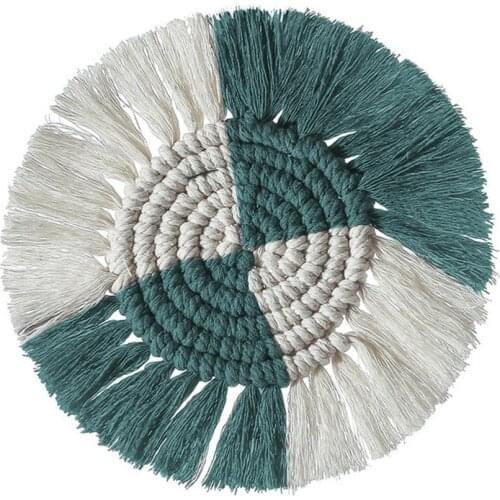 100% Cotton Weave Cup Mat Boho Woven Coaster Heat Insulation Handmade Cotton Nordic Style Macrame Coasters for Home Cup Pad Mat