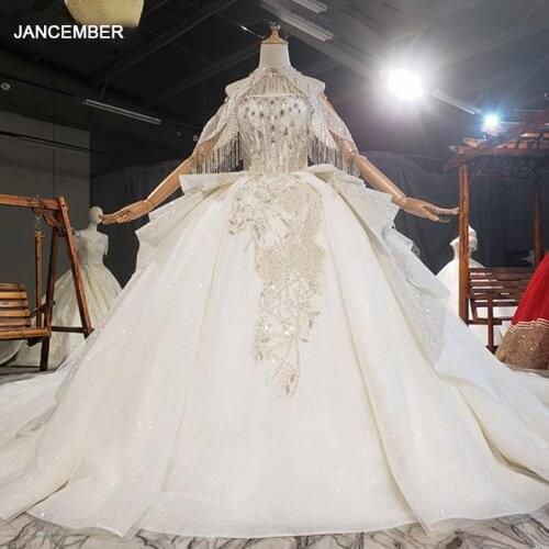 HTL1781 Halter With Tassel Sequined Beading Wedding Dress 2020 Short Sleeve Applique Ball Gowns белое платье в пол