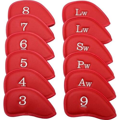 NEW-12Pcs Thick Synthetic PU Leather Golf Iron Head Covers Set Headcover Fit Most Irons