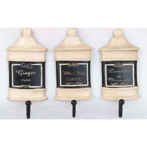 Continental Antique Bottle Series Creative Arts Three-piece Wall Mounted Hook Hat Coat Hanging Hanger Bathroom Robe Hooks