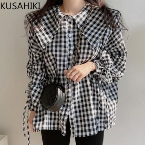 Блузки в клетку KUSAHIKI China At AliExpress