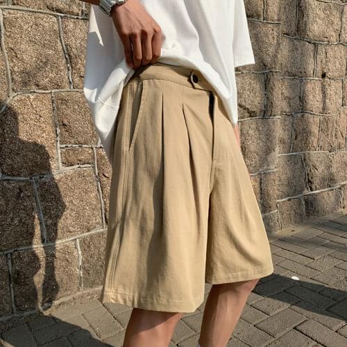 Summer Shorts Mens Fashion Black Khaki Casual Shorts Men Streetwear Korean Loose Straight Shorts Mens Five-point Pants M-2XL