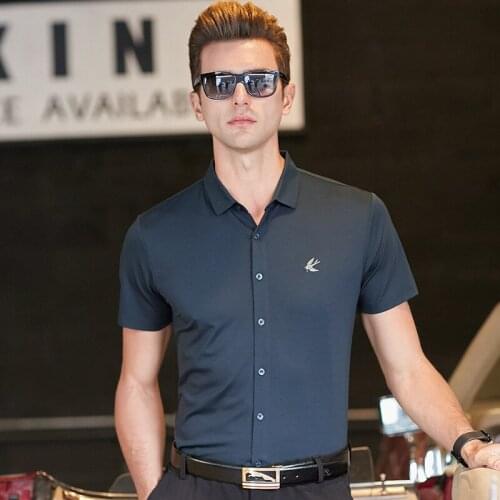 Polo shirt men summer Ice silk business casual fashions high quality brand mens polo shirt Short sleeve cotton polo shirt men