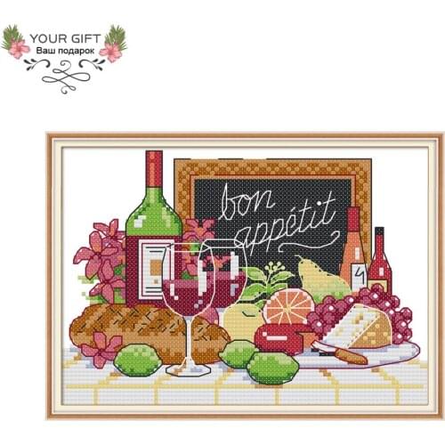 Your Gift J457 14CT 11CT Counted and Stamped Home Decor Wine Embroidery Cross Stitch kits cross stitch sets