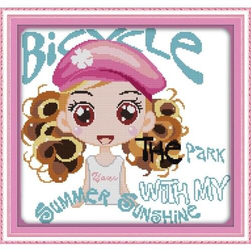 Sunny girl cross stitch kit 14ct 11ct count print canvas stitching embroidery DIY handmade needlework