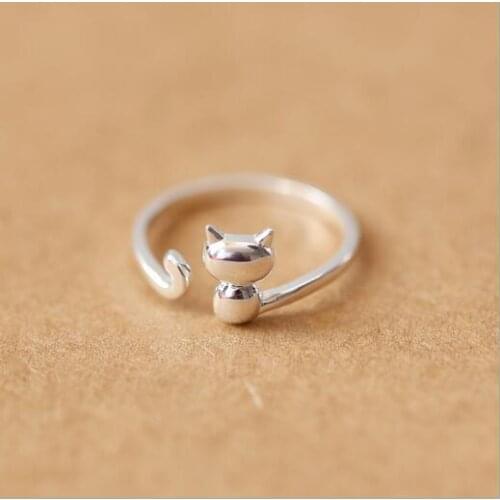 NEW ! Real 925 Sterling Silver Ring Silver fashion jewelry Ring Animal 3D Cat Tail Branches jewelry wholesale jewelry