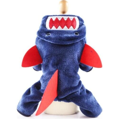 Dinosaur Shark Cosplay Clothes For Small Dogs Halloween Cat Dog Costume Coral Velvet Warm Winter Dog Jumpsuit Funny Jacket 10A