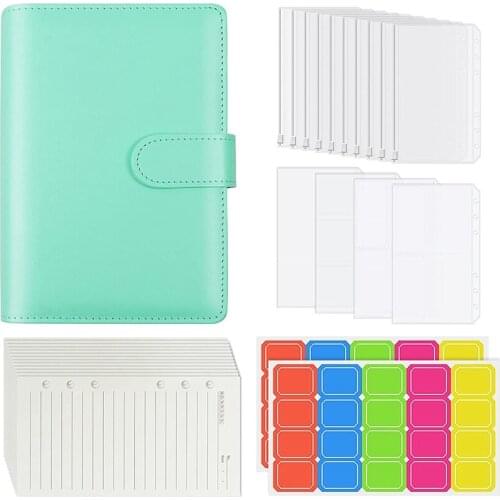 PPYY-Budget Binder A6 Clear Plastic Binder Pockets Paper 6 Ring Loose Leaf Personal Organizer Binder with Label Stickers
