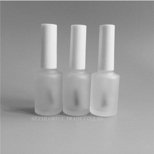 DHL Free 100pcs/lot 15ml Empty Frosted Glass Nail Polish Oil Bottles In Refillable Cap With Brush Cosmetic Container