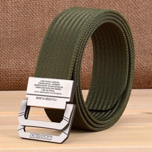 New Nylon Canvas Men Army Tactical Belts Selling Man Outdoor Sport Waistband D Shape Double Buckle Weave Cowboy Pants Waist Belt