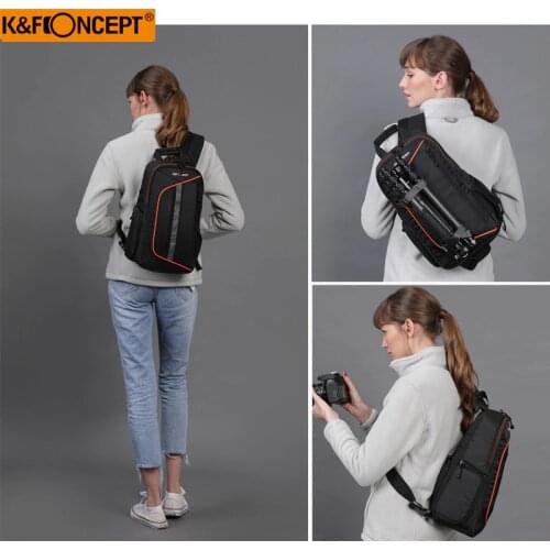 K&F Concept Sling Messenger Backpack Big Capacity Camera bag with Rain Cover For Canon Nikon Sony Camera bag With Rain Cover