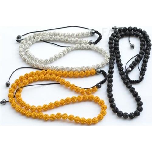 Rgy54ce 10mm White Gold Black mix Hotsale Best Micro Pave Disco Ball Beads necklace for women jewelry crystal