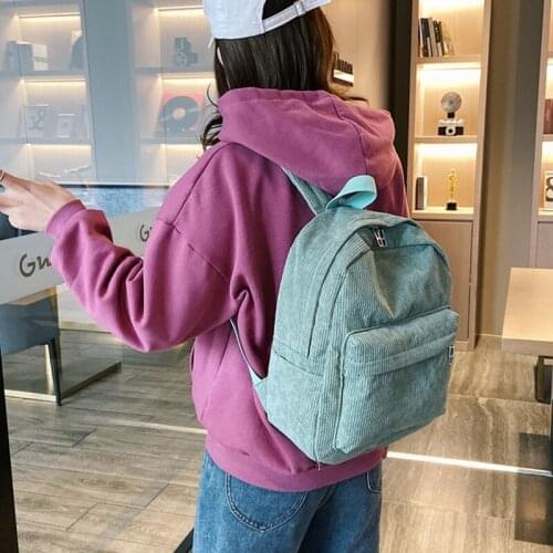 Unisex School Backpack Casual Corduroy Rucksack Lightweight Water Resistant College Travel Bag