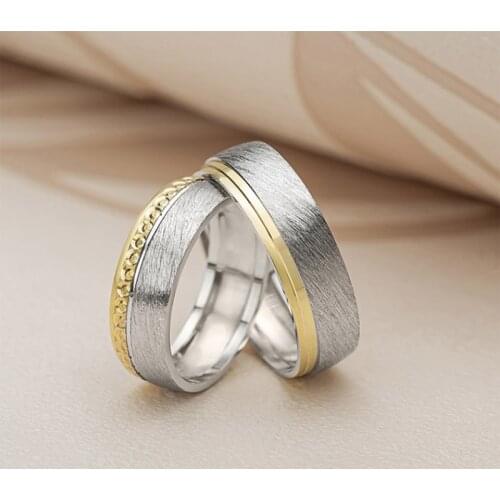 SILVERFONI 925 Sterling Real Silver Double Wedding Bands Rings Bracelet Woman Men Luxury Jewelry Fashion Engagement Anniversary