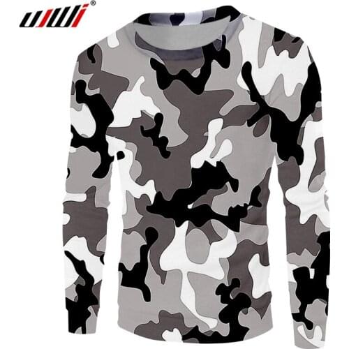 UJWI Men Sweatshirt Hot Long Black and white 3D Print Jungle camouflage Casual Big Size Clothing For Men Autumn Sweatshirts