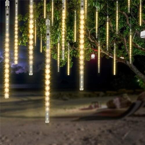 50CM 384 LED Upgraded Falling Rain Light Christmas Tree Snow Falling Drop Icicle String Light Meteor Shower Rain Light