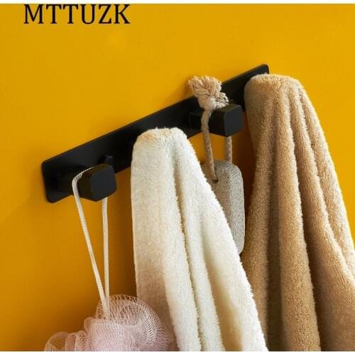 Vidric Stainless steel Clothes hooks black simple row of hooks living room wall hanging door rear hook for cap,Clothes,coat