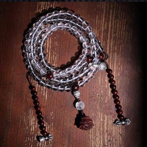 High quality Crystal Tibetan Mala Buddhist Prayer Rosary Beads Tibetan 108 Beads Mala for Vajra Buddha Prayers