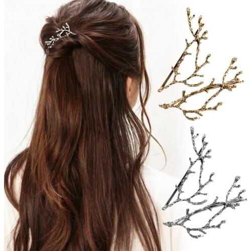 2PCS Golden Silvery Hairpins Sale Tree Branches Metal Women Girls Hair Clips Hair accessories Headwear Hair pins