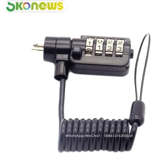 4 x Notebook Safety Retractable Security Pos backpack Zinc 4 Digit rj45 Spiral Cable Lock with Coiled Lanyard for laptop tablet