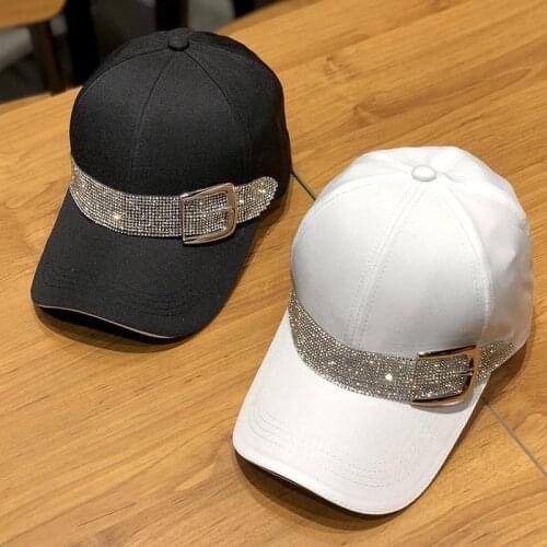 Woman Baseball Cap Summer Cotton Tennis Cap Outdoor Curved Sports Hat Womens Sequins Rhinestone Fashion Cap Adjustable Hat
