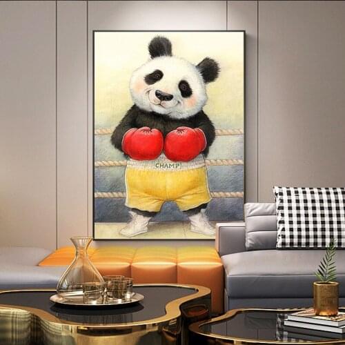 Animal Poster Panda Canvas Painting Modern Light Luxury Sofa Background Wall Art Painting Living Bedroom Aisle Corridor Mural