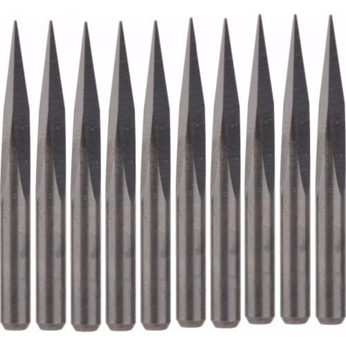 10Pcs 15 Degree Carbide Steel CNC Router Tool Pyramid Engraving Bits Jade Copper 0.2mm