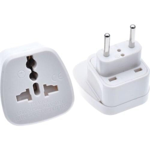 10pcs Good Quality with safety door UK/AU/US to EU Converter Adaptor Electrical socket Europe Travel power conversion plug