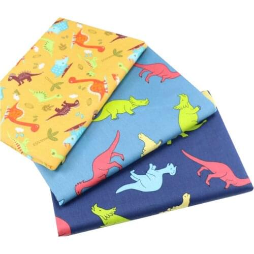 100% cotton slight elastic fabric with cartoon dinoosaur print handmade DIY garment dress children cloth 100% cotton