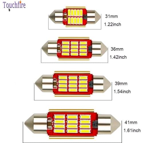 100PCS Auto C5W Festoon 4014 12SMD 31/36/39/41mm Canbus Car Bulb Reading Dome Interior License Plate Parking Light wholesale 12V