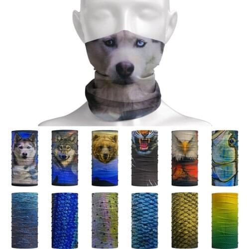 3D Animal Printing Hijab Bandana Scarf with Seamless Neck Tubular Shape Standard Tube Face Mask Bicycle Ski Headwear Headband