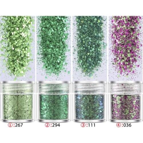 4 Bottles Nail Art Sequins Filling Flash Glitter Powder UV Epoxy Resin Pigment MXME