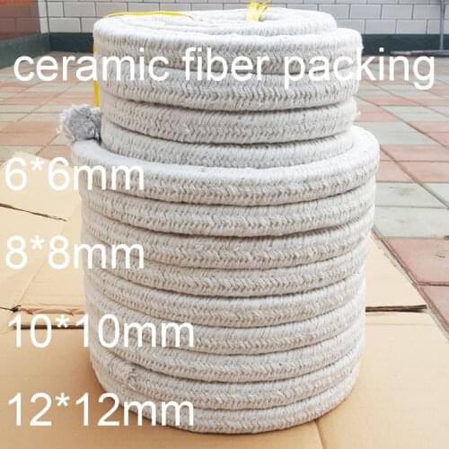 6mm 8mm 10mm 12mm ceramic fiber packing Ceramic fibre set base wire rod Braided Packing heat sealing strip refractory filling