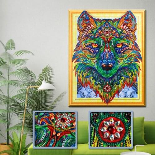 New Diy 5d Sale Diamond Embroidery, Diamond Mosaic, Special Shaped, Wolf Head, Diamond Painting, Cross Stitch,3d, Decoration, Gi