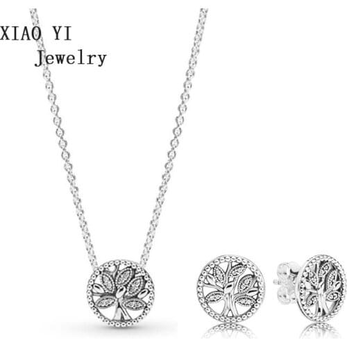 XIAOYI 2020 New 100% S925 11 Spring a set of tree of Life earrings and necklace for wedding jewelry popular and gentle female