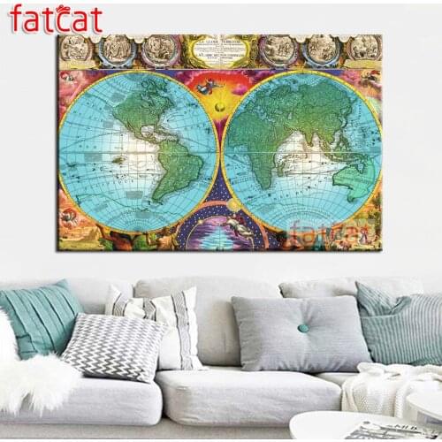 FATCAT world map 120x80cm 5D DIY Diamond Painting Full Diamond Embroidery Cross Stitch kit Mosaic Art landscape decor AE1961