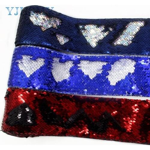 I-19619-1402,2Y/lot 3"75mm Colorful Reversible Sequin Ribbon DIY Hairbows Accessories Wedding Party Decoration Holiday Materi