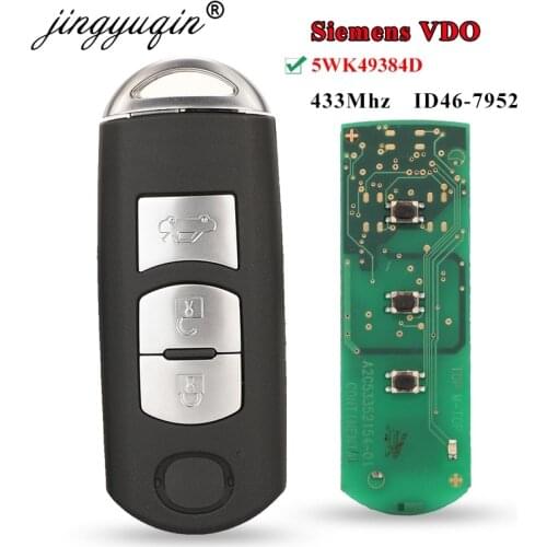 Jingyuqin 5WK49384D VDO Remote Car Key Fob 433.92Mhz ID46-pcf7952 3 Buttons for Mazda 6 2008-2011 Saloon Sedan Sport