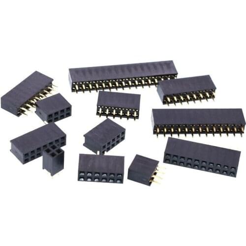 10pcs 2.54mm 2X2/3/4/5/6/8/10/12/13/15/20/40 Pin Double Row Right Angle PCB Strip Connector 2.54 Female Header Socke