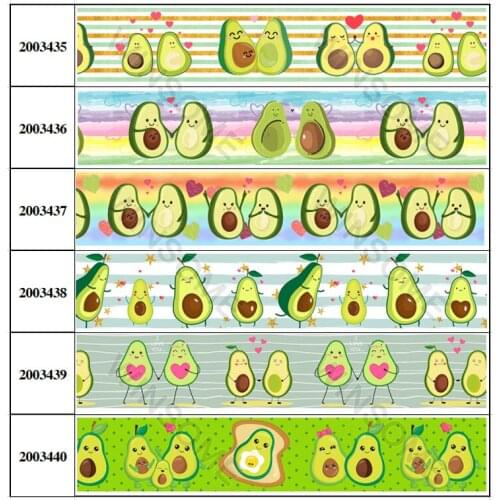 10yards different sizes cute cartoon avocado pattern printed grosgrain ribbon