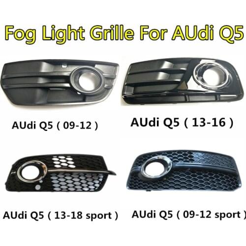 Fog Lamp Cover Facelift Car Front Lower Bumper Fog Light Grilles For Audi Q5 2009 2010 2011 2012 2013 ABS Replacem Racing Grills