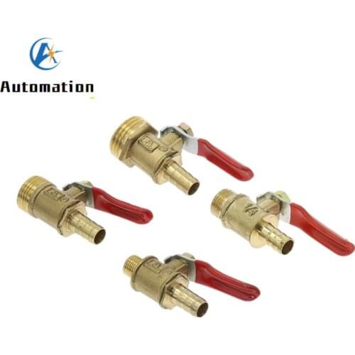 Brass Barbed ball valve 4-12 Hose Barb 1/8'' 1/2'' 1/4'' Male Thread Connector Joint Copper Pipe Fitting Coupler Adapter