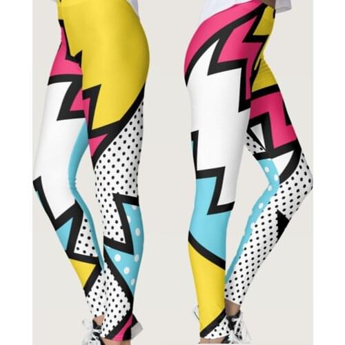 New Arrival Sexy Womens Leggings Black&White Dots 3D Printed Color Stripes Clothing Slim Trousers Workout Pants