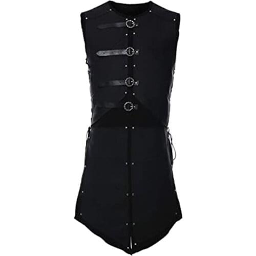 Mens Pirate Renaissance Vest Waistcoat Tailcoat Gothic Steampunk Jacket Vest Single Breasted Punk Vest Cosplay Medieval Costume
