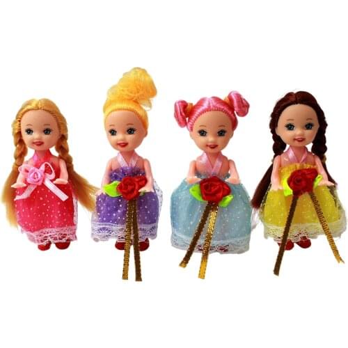 4 Pcs/Lot New 10cm BJD Mini Doll Movable Joint Girl Baby Colorful Eyes Beautiful DIY Toy Doll With Clothes Dress Up Fashion Doll