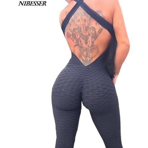 New Women Sports Set Seamless High Waist Hips Trousers Halter Top Bandage Slim Jumpsuit Fitness Tracksuit 2021 Hot Sale Clothing