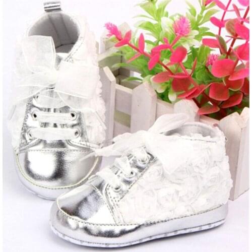 Baby Girls Autumn Shoes Toddler Soft Sole Pink Rose Flowers Children Shoes Infant Lace Shoe