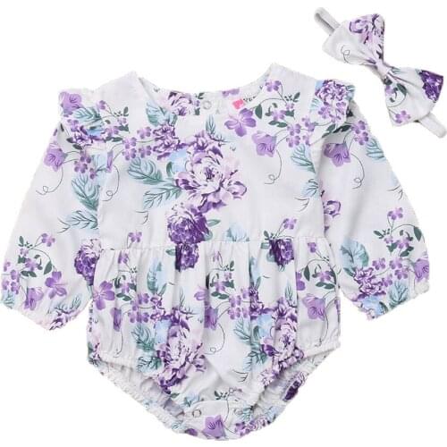 Autumn Newborn Baby Girl Clothes Floral Long Sleeve Romper Jumpsuit Outfits