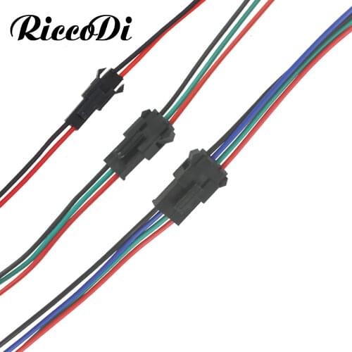 20 Pair 2/3/4Pin JST SM Connectors 30CM For WS2812B WS2811 WS2812 LED Strip Female Male